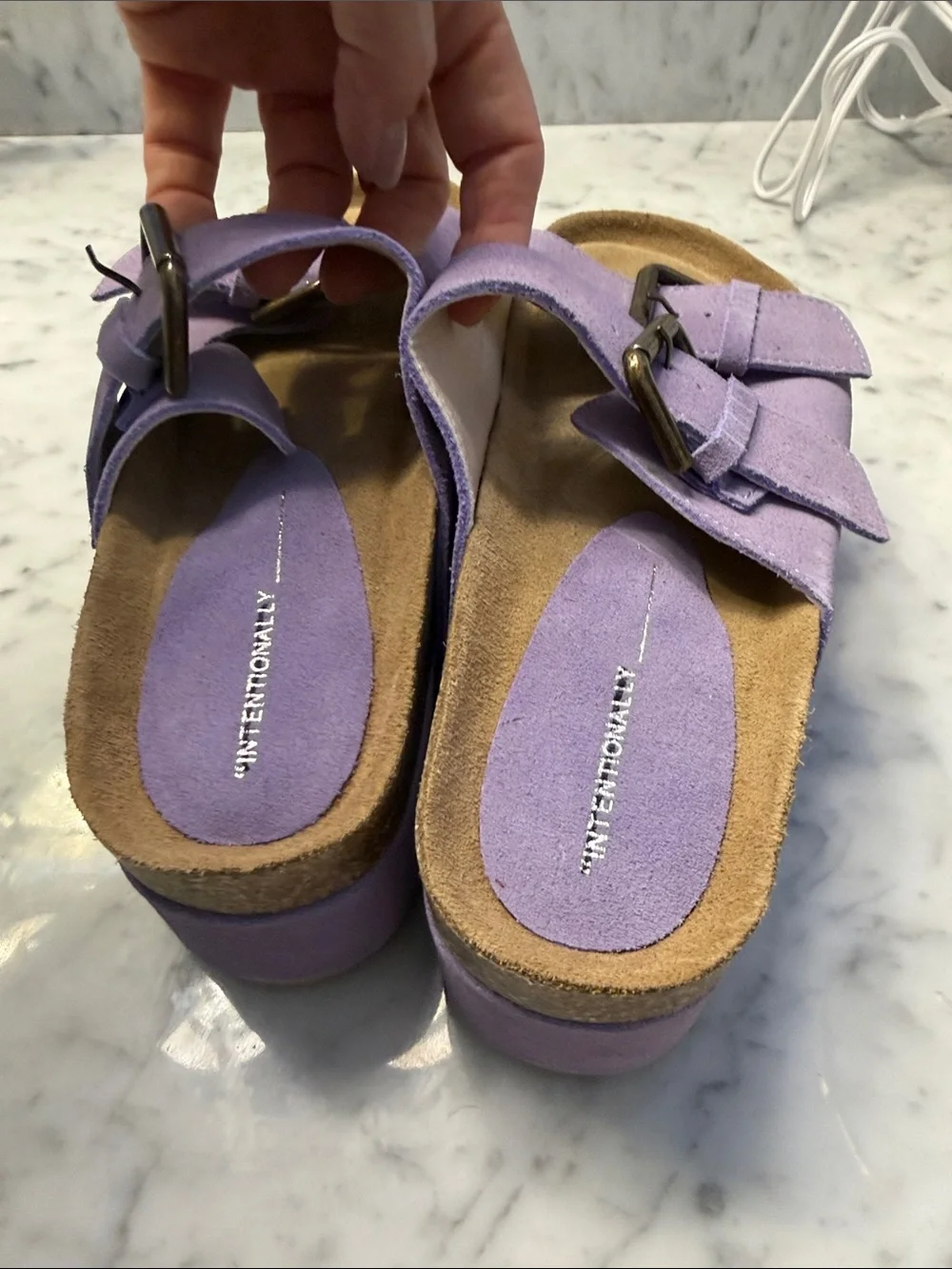 Free People Intentionally Blank Rule Breaker Lavender Suede Sandal Size 7 NEW
